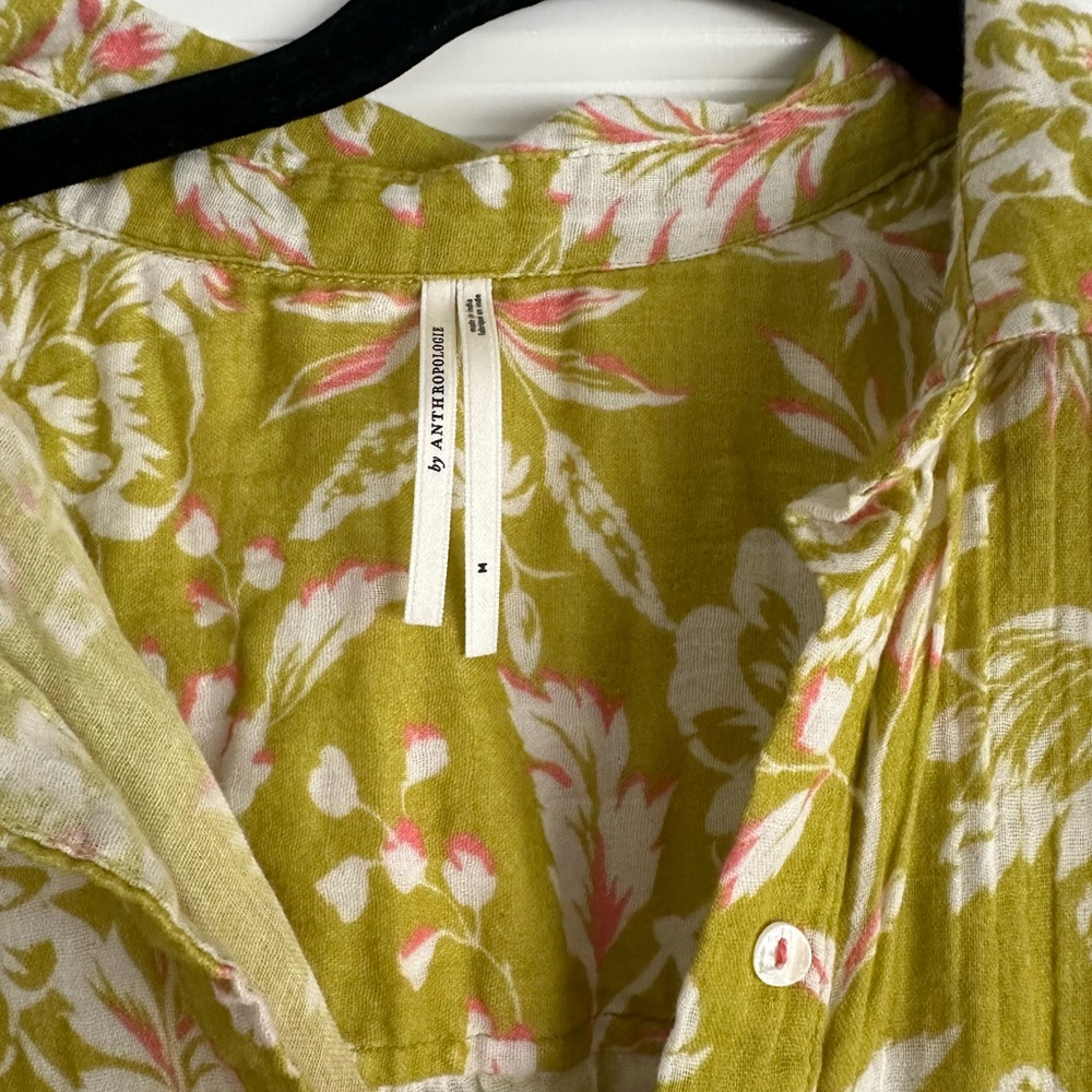 Anthropologie Oversized Floral Beach Vacation Coverup Shirt size medium - Picture 5 of 7